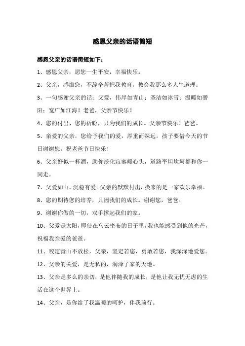 感恩父亲的话语简短