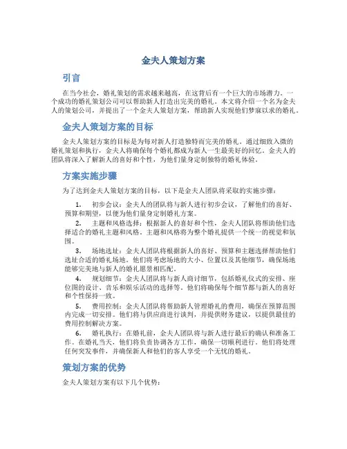 金夫人策划方案