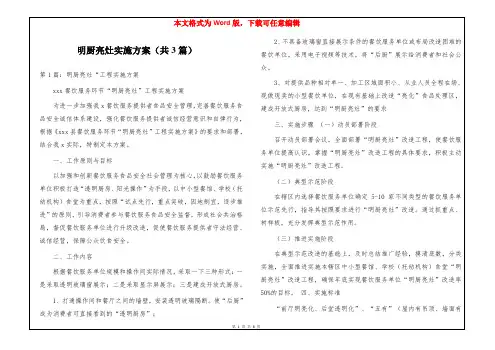 明厨亮灶实施方案(共3篇)