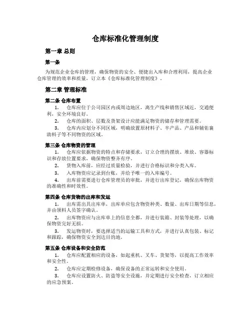 仓库标准化管理制度