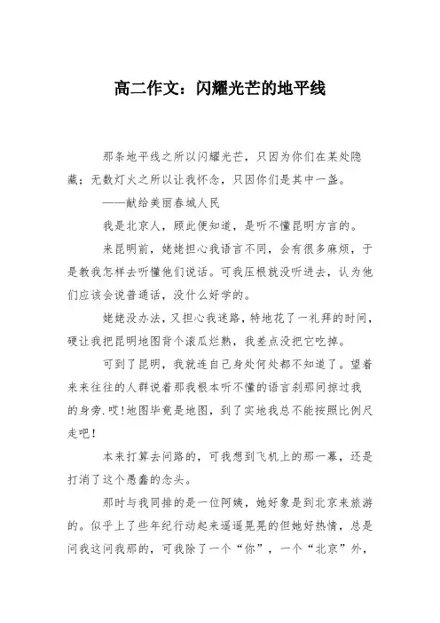 高二作文：闪耀光芒的地平线