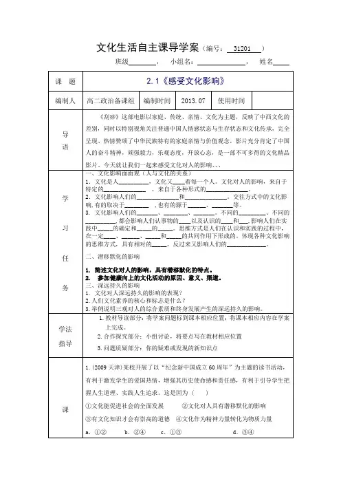 2.1感受文化的影响