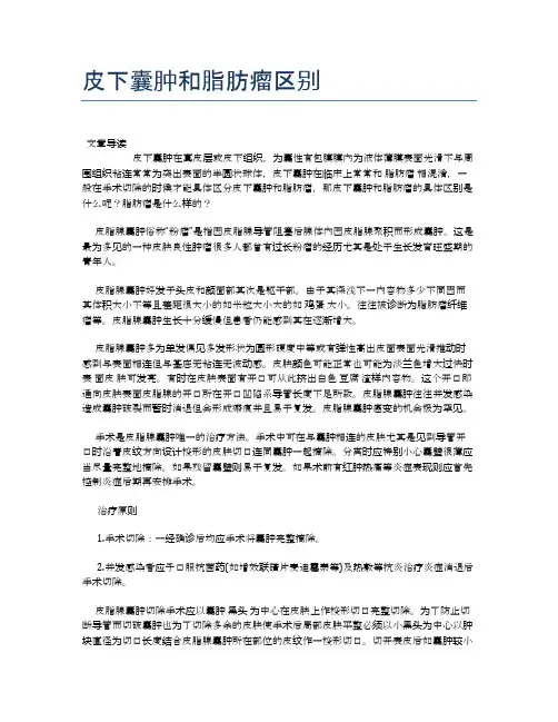 皮下囊肿和脂肪瘤区别【健康小知识】