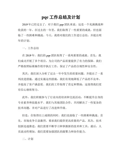 pqe工作总结及计划