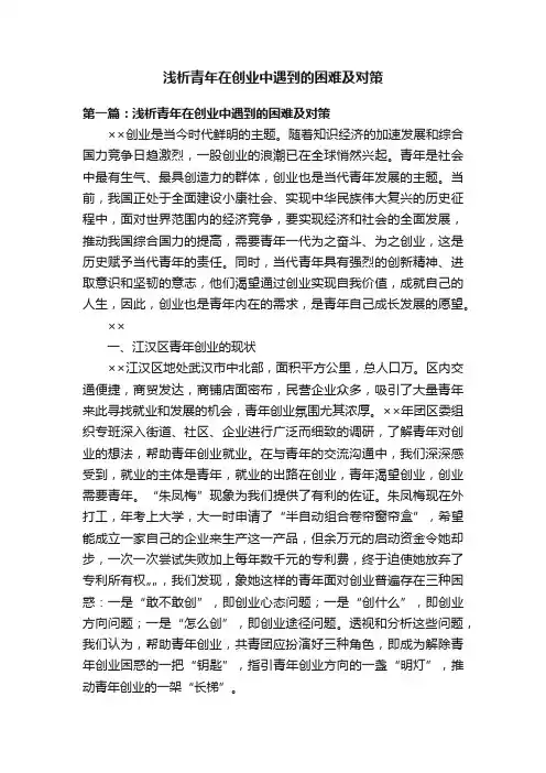 浅析青年在创业中遇到的困难及对策