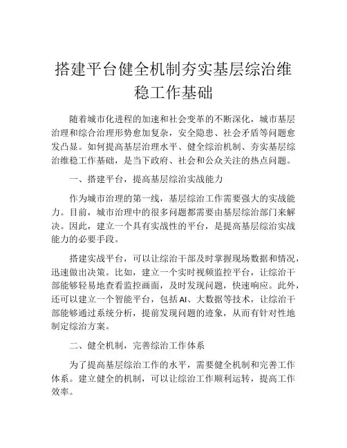 搭建平台健全机制夯实基层综治维稳工作基础