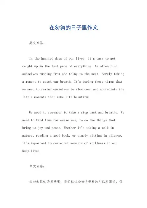 在匆匆的日子里作文