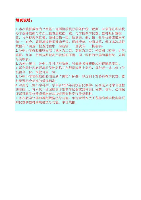 五个墩小学1中小学功能室教学仪器、器材统计表