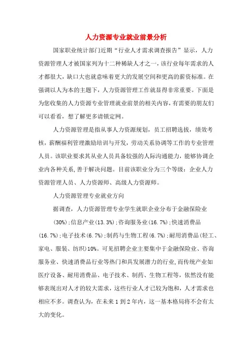 人力资源专业就业前景分析