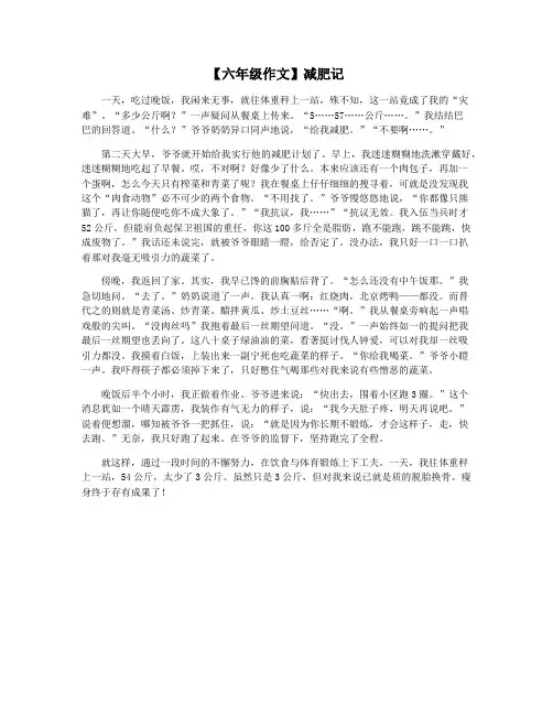 【六年级作文】减肥记
