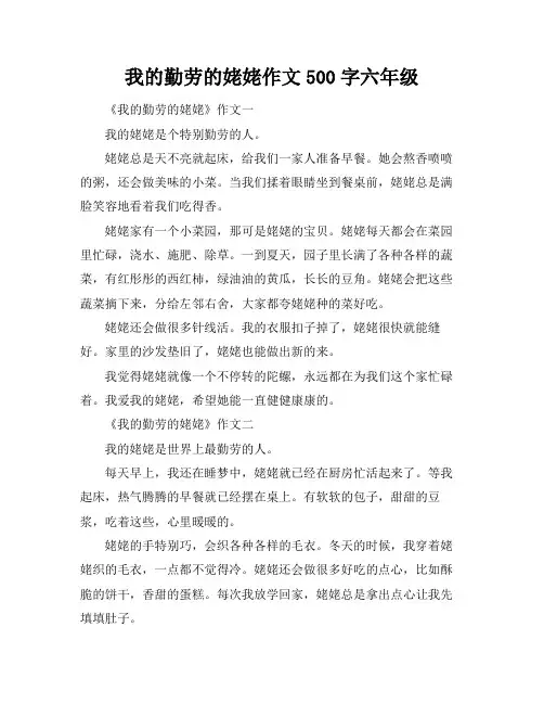 我的勤劳的姥姥作文500字六年级