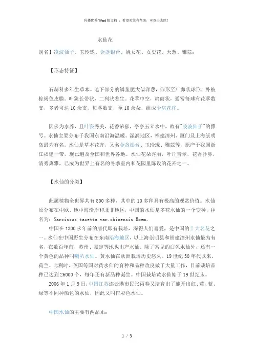 水仙花的介绍