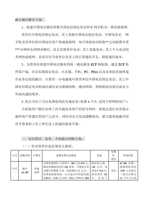 电信融合通信解决方案