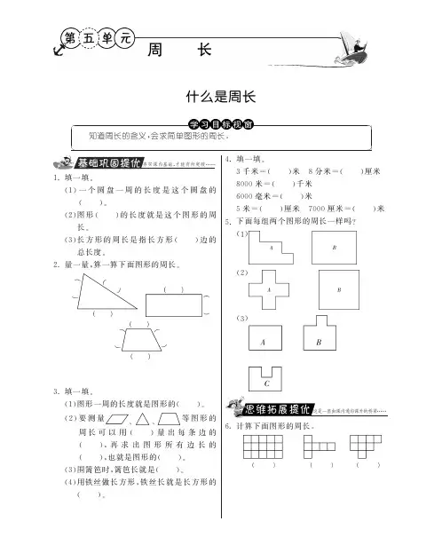 三年级上册数学试题-什么是周长丨北师大版含答案