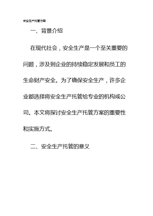 安全生产托管方案