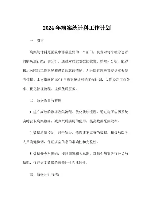 2024年病案统计科工作计划