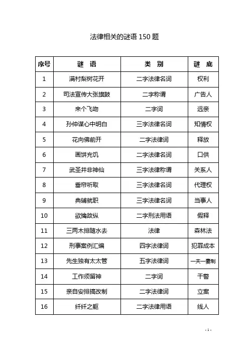 法律相关的谜语150题