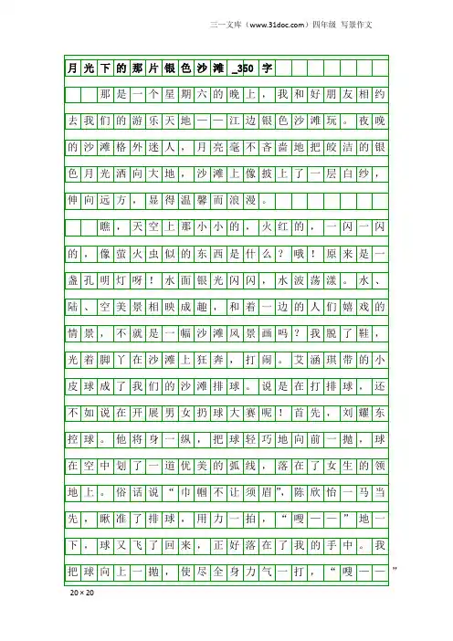 四年级写景作文：月光下的那片银色沙滩_350字