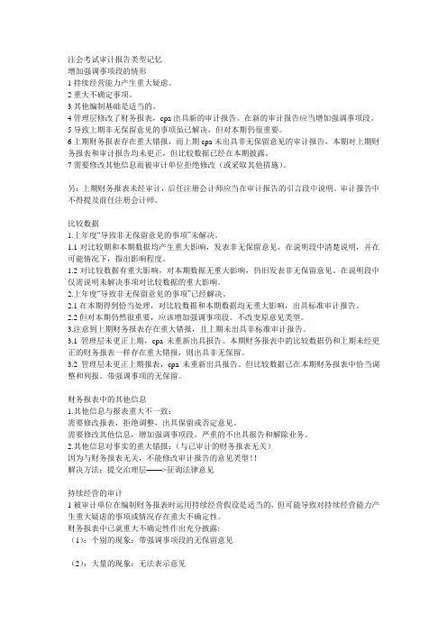 审计报告类型记忆