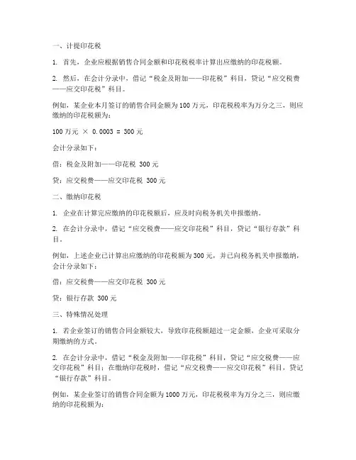 为销售合同缴纳印花税分录