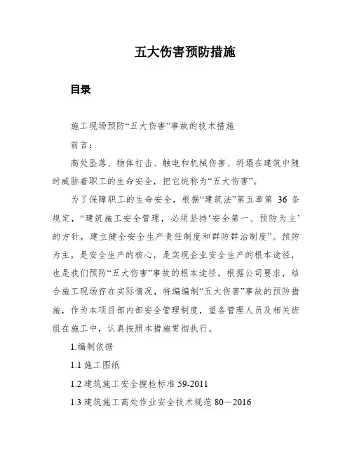 五大伤害预防措施
