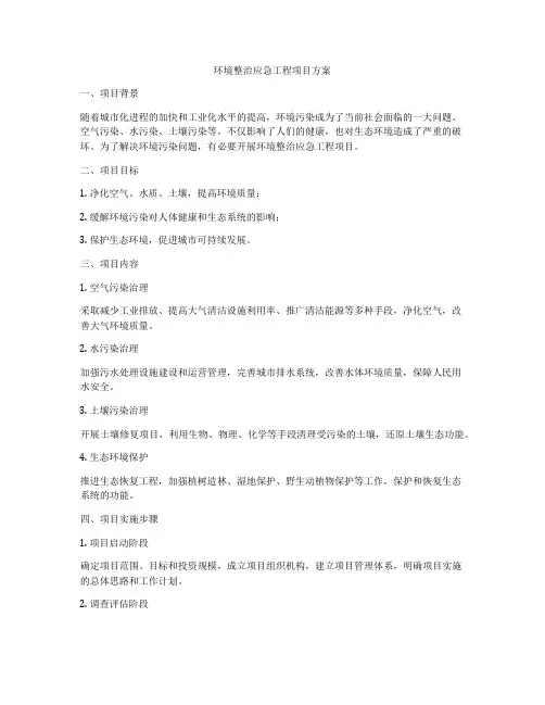 环境整治应急工程项目方案