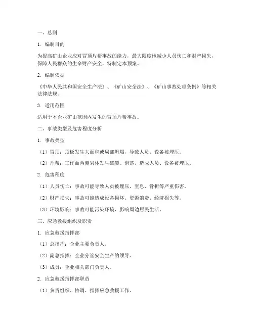 矿山冒顶片帮事故应急预案