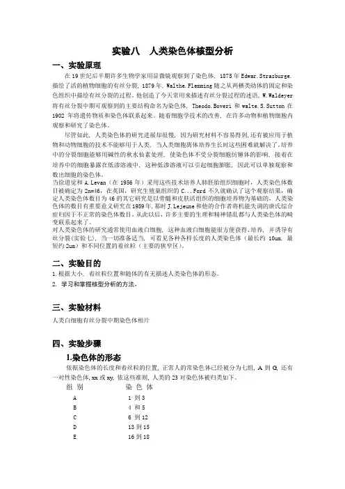 实验八+人类染色体核型分析