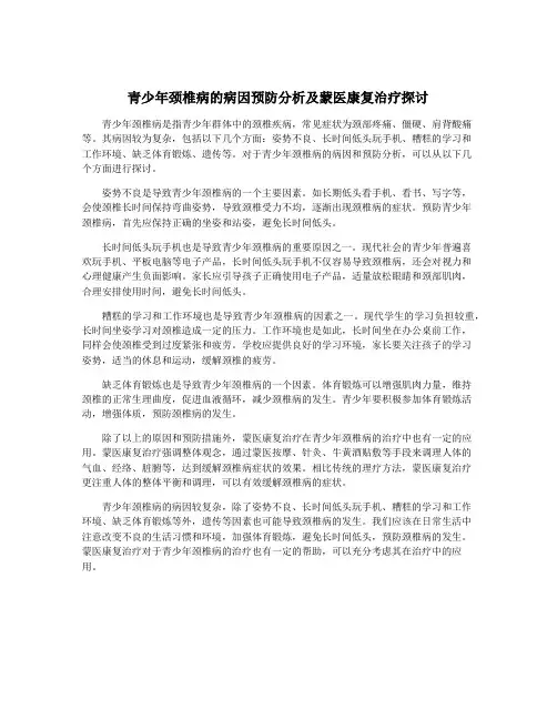 青少年颈椎病的病因预防分析及蒙医康复治疗探讨