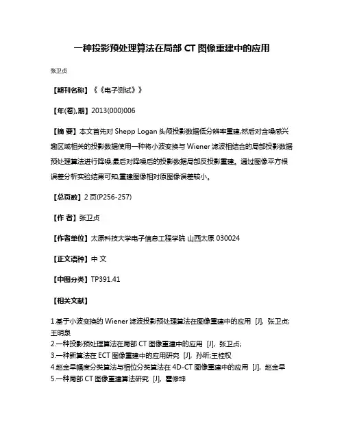 一种投影预处理算法在局部CT图像重建中的应用