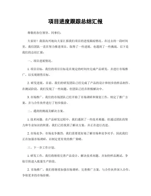 项目进度跟踪总结汇报