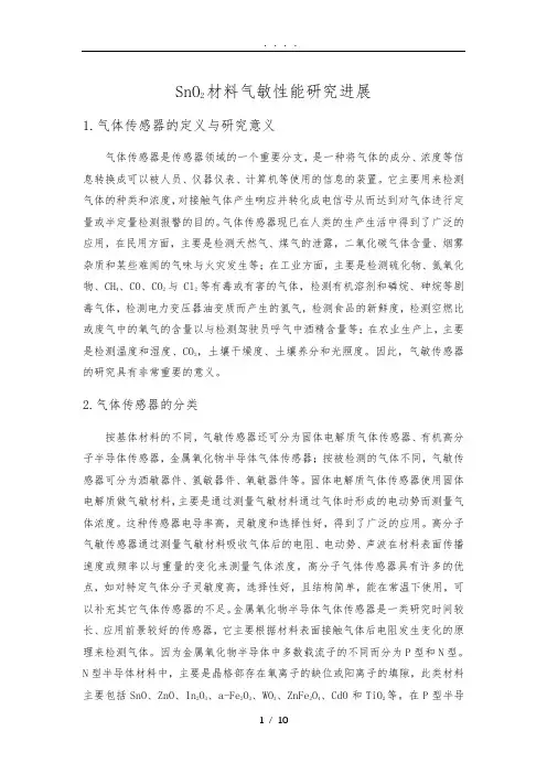 SnO2材料气敏性能研究进展