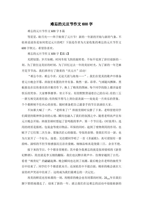 难忘的元旦节作文600字