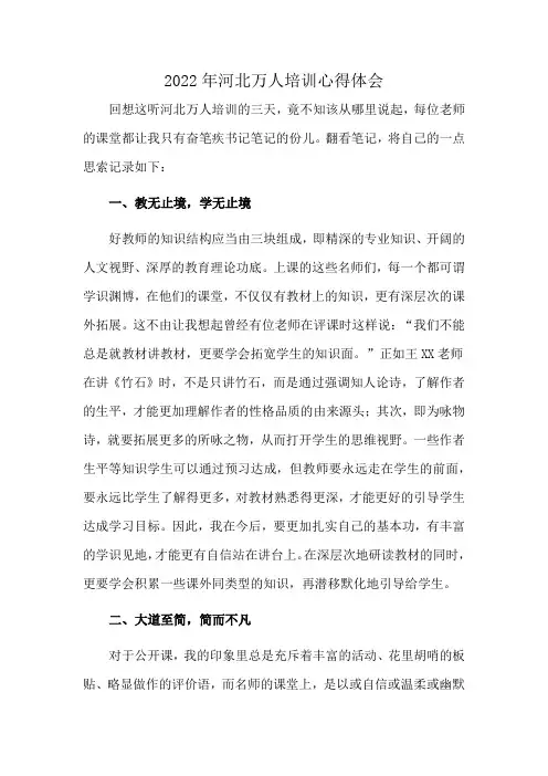 2022年河北万人培训心得体会