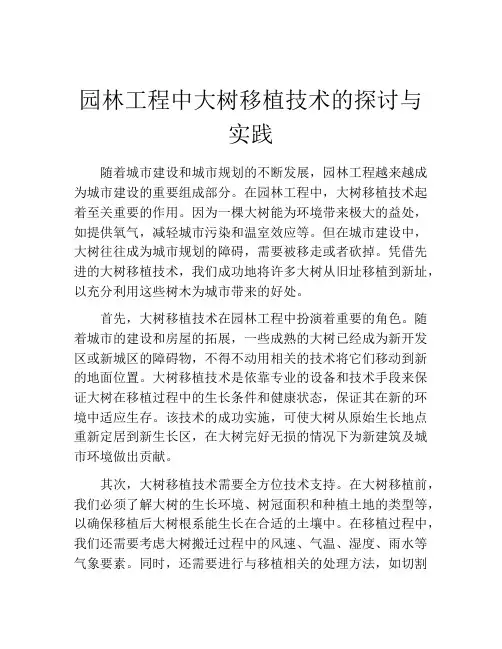 园林工程中大树移植技术的探讨与实践
