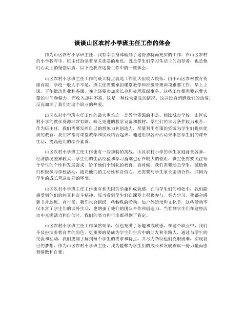 谈谈山区农村小学班主任工作的体会