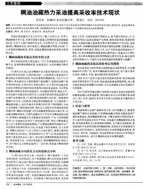 稠油油藏热力采油提高采收率技术现状