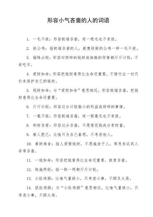 形容小气吝啬的人的词语