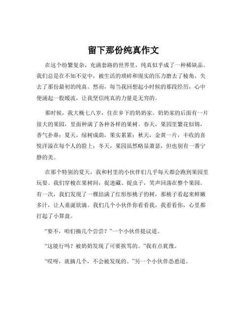 留下那份纯真作文