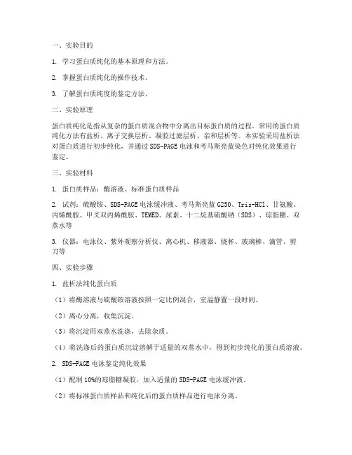 关于纯化的实验报告