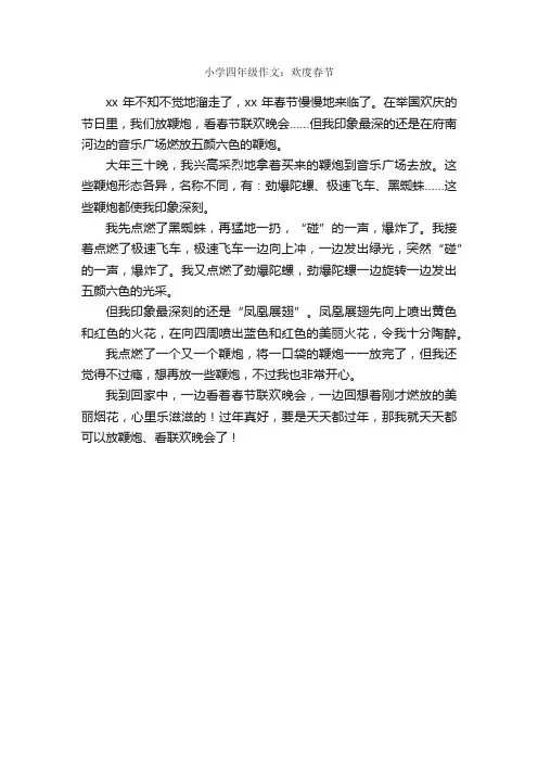 小学四年级作文：欢度春节_作文450字_春节作文_