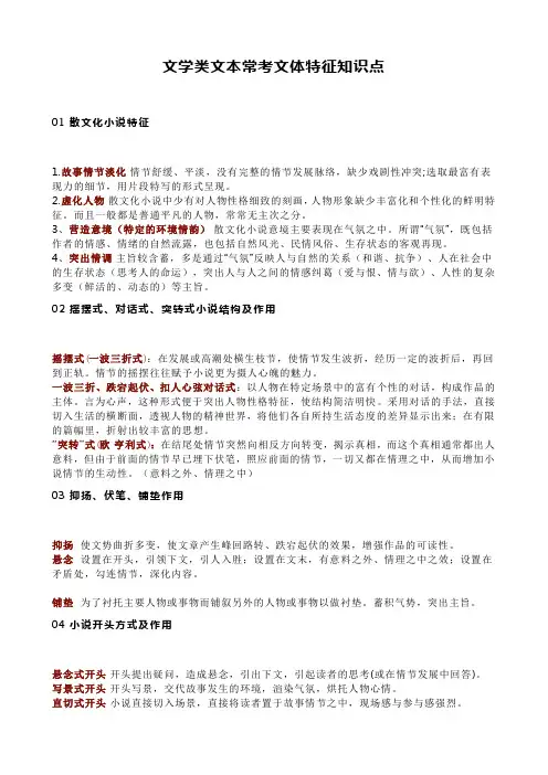 文学类文本常考文体特征知识点