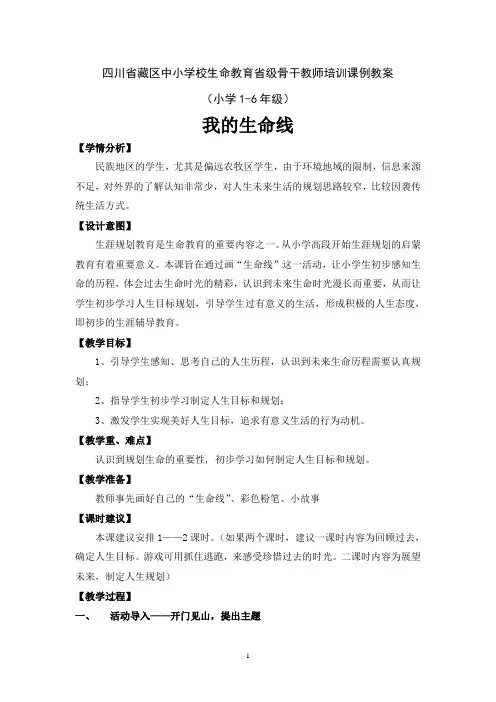 小学生命教育优秀教案——我的生命线