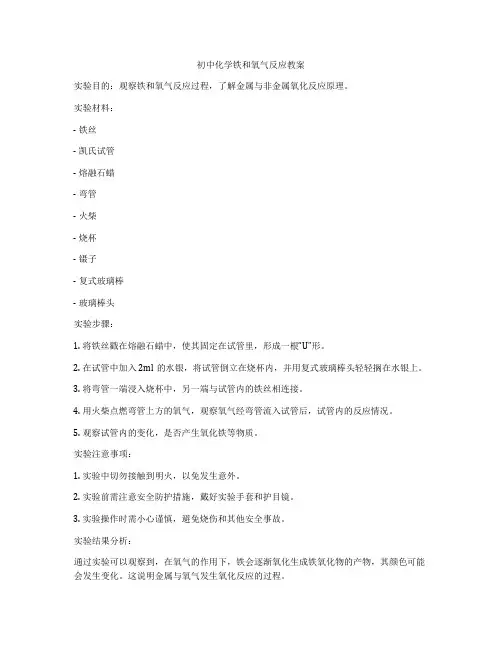 初中化学铁和氧气反应教案