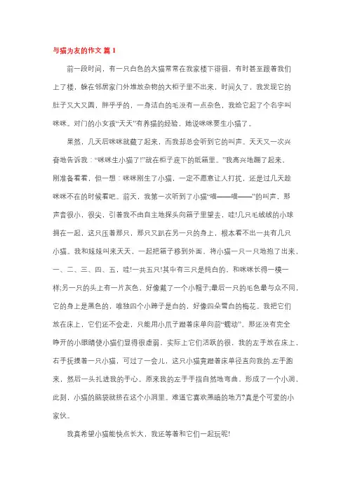 我和小猫交朋友250字作文