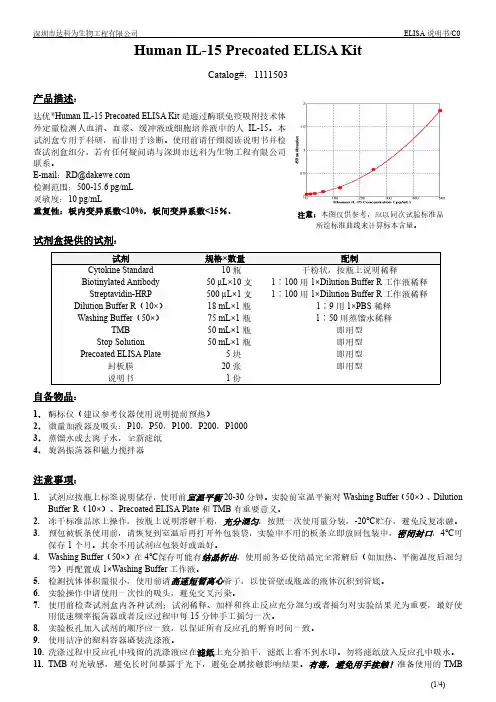 Human IL-15 Precoated ELISA Kit 说明书