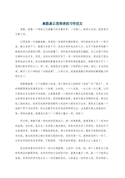 奥数真让我着迷的习作范文