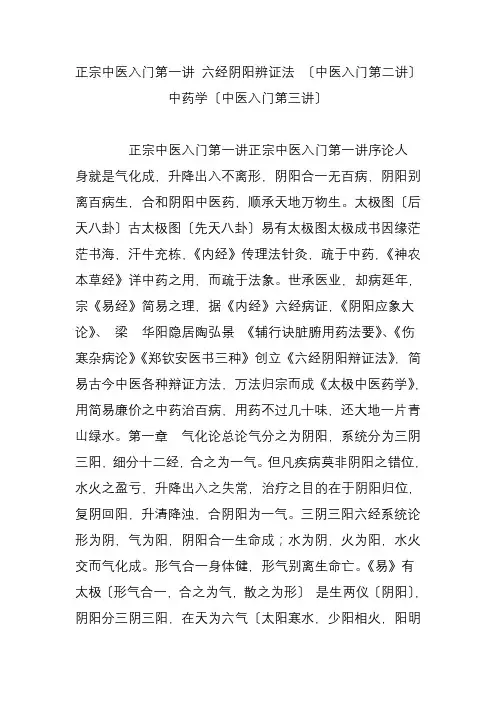 正宗中医入门第一讲-六经阴阳辨证法-(中医入门第二讲)-中药学(中医入门第三讲)