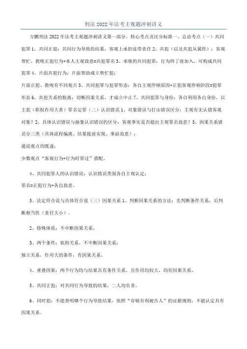 刑法2022年法考主观题冲刺讲义