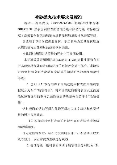 喷砂抛丸技术要求及标准.doc